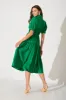Fairfax Midi Shirt Dress In Green Cotton sold by St Frock