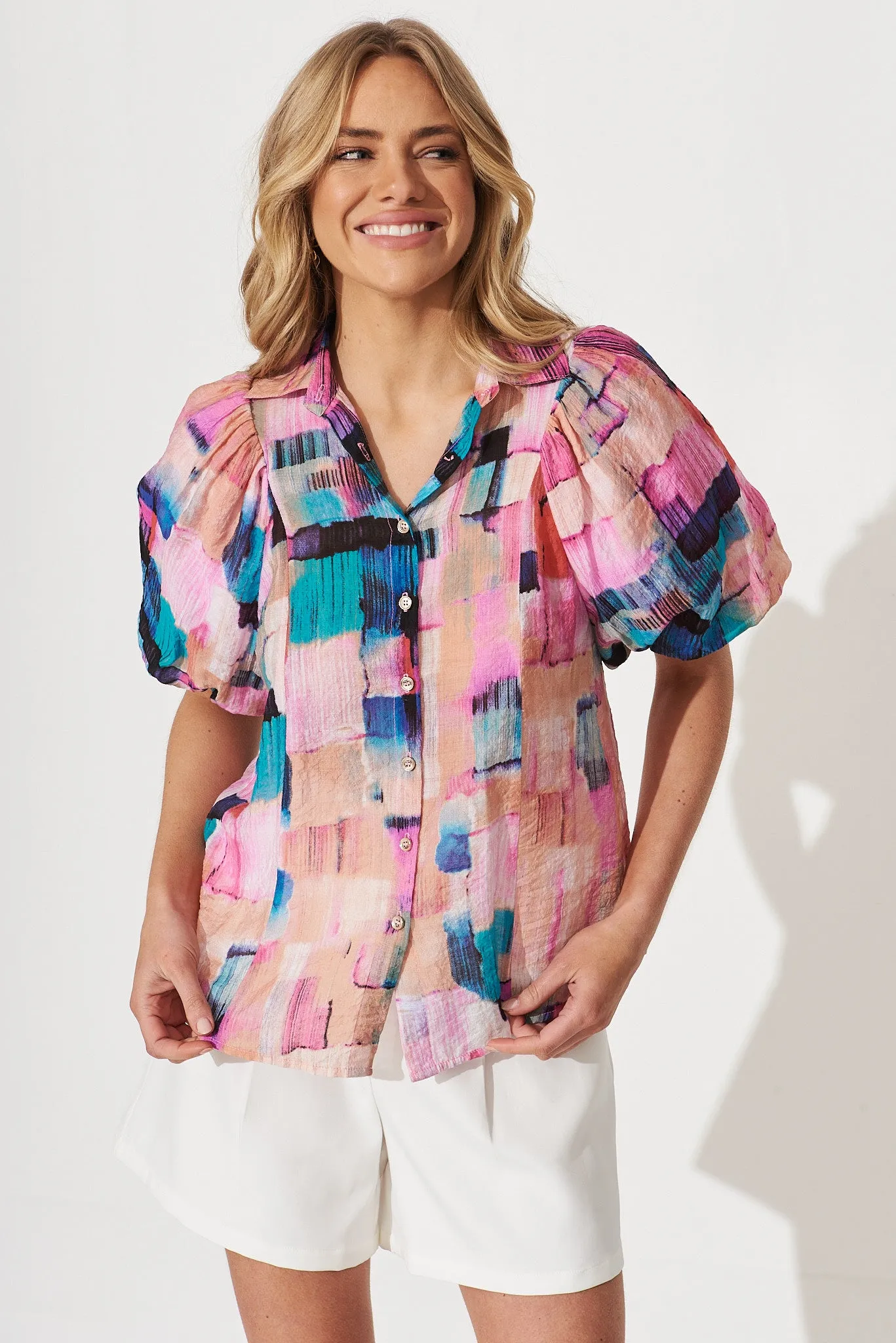 Bluebell Shirt In Pink With Multi Print sold by St Frock product image thumbnail 2