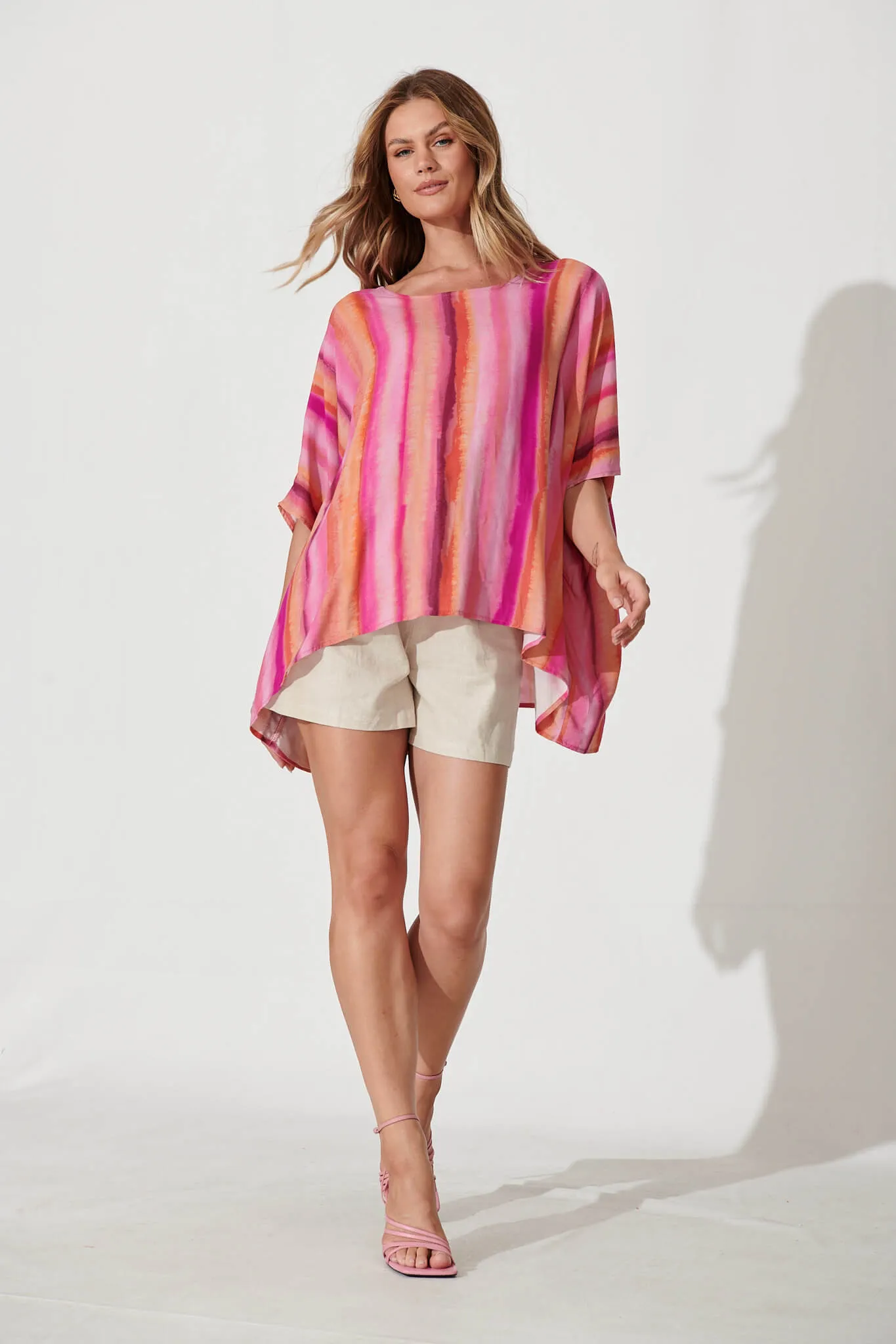 Sonica Top In Pink With Orange Stripe sold by St Frock product image thumbnail 4