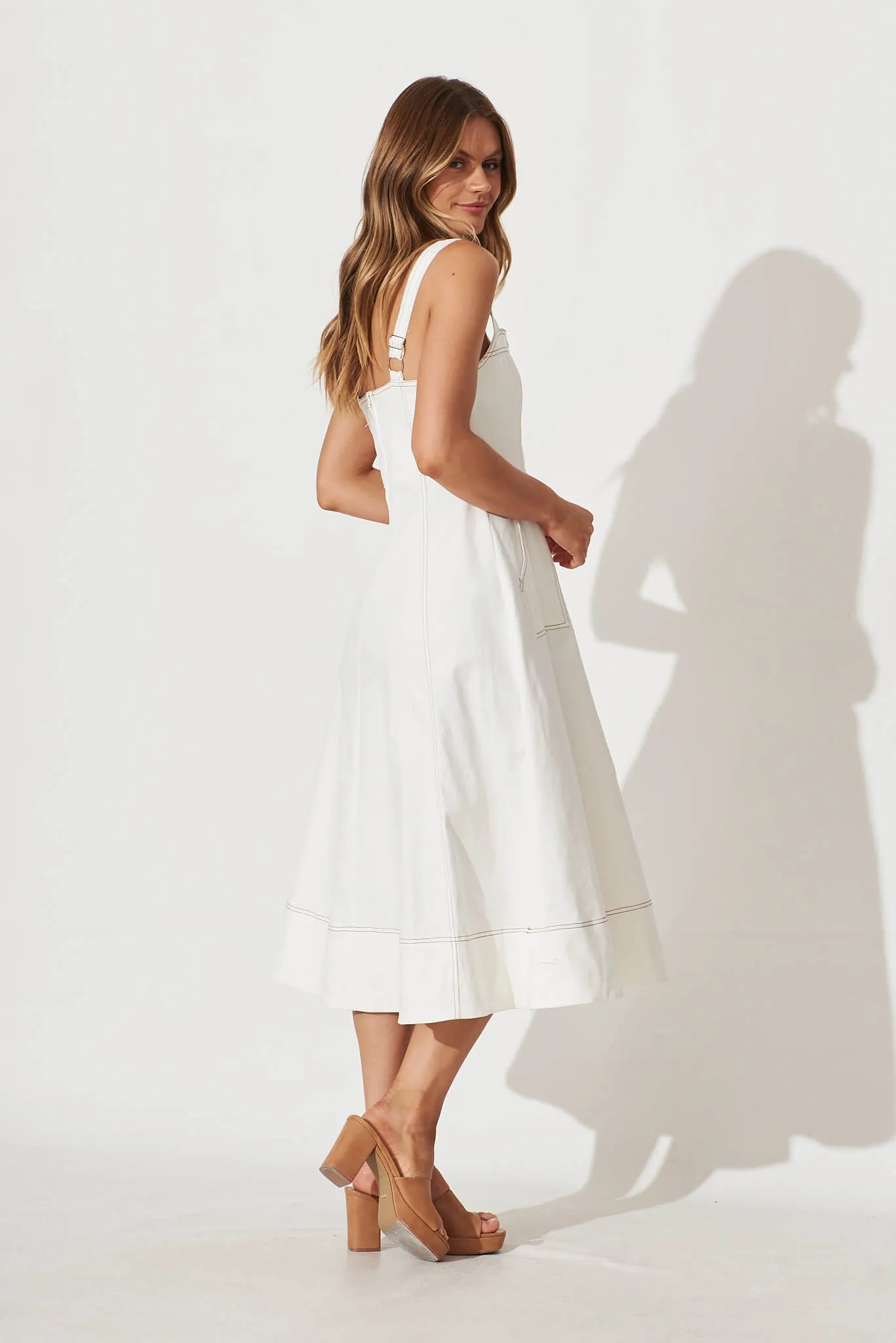 Daylight Midi Sundress In White Cotton Blend sold by St Frock product image thumbnail 3