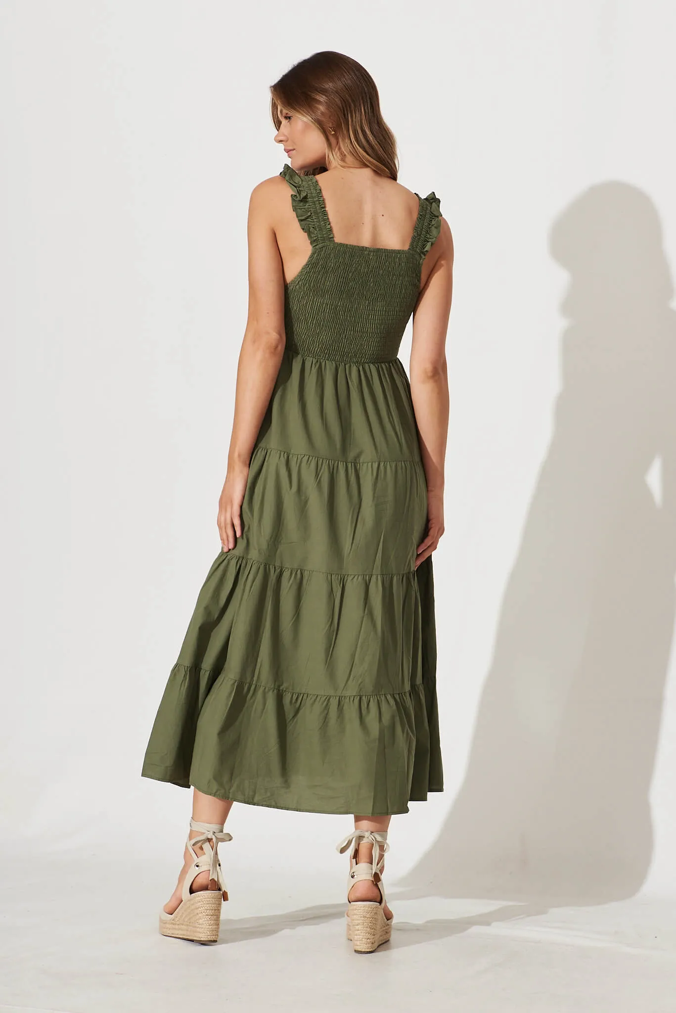 Someday Midi Sundress In Khaki Cotton sold by St Frock product image thumbnail 4