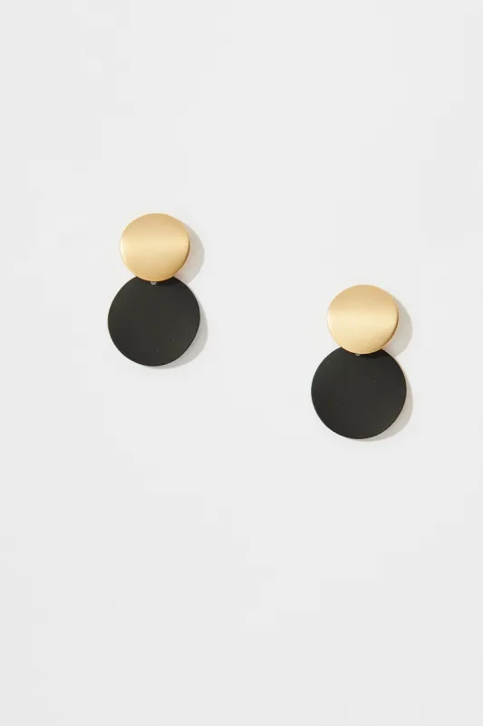 Gloria Earrings In Black With Gold sold by St Frock