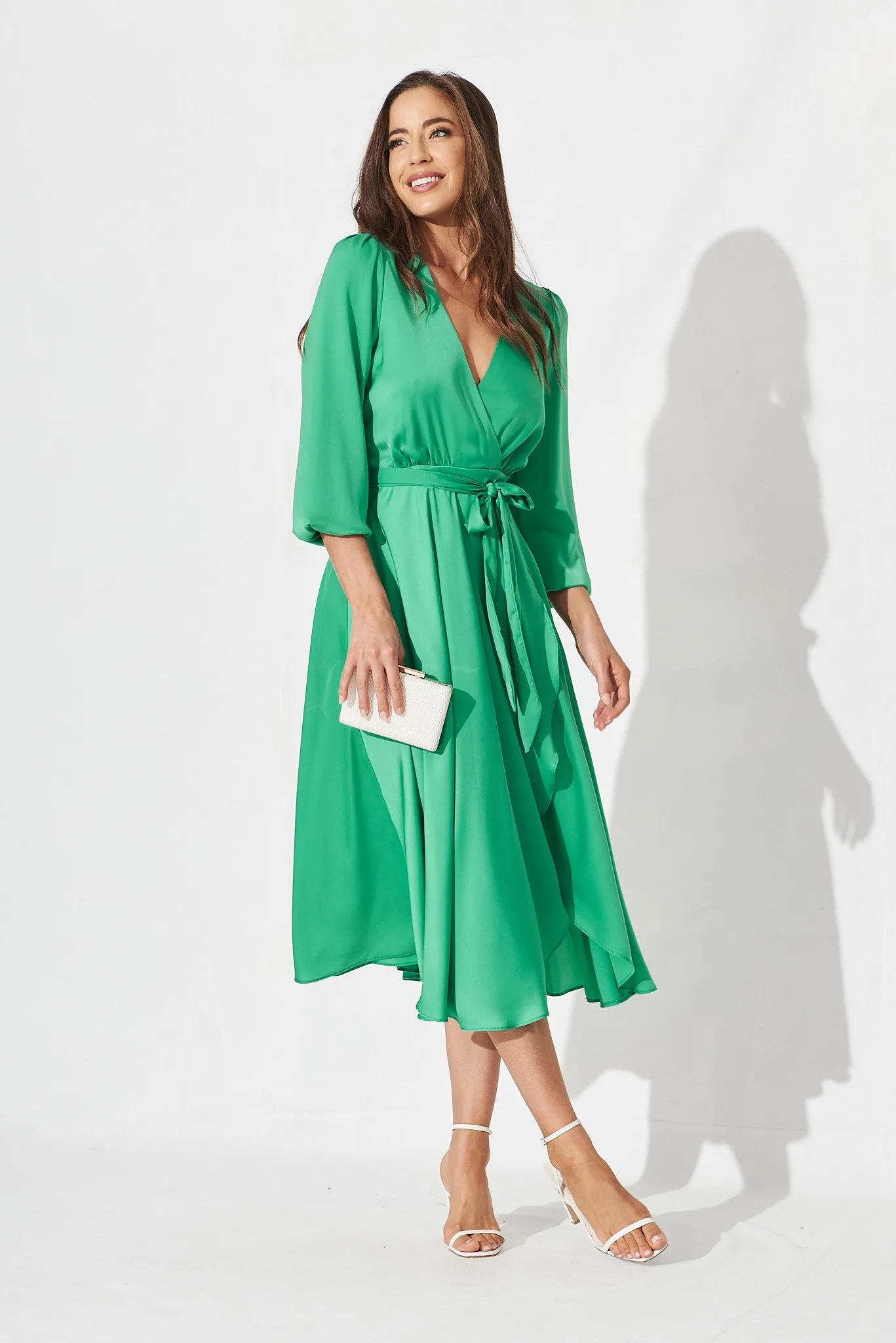 Zegna Midi Dress In Green Satin sold by St Frock product image thumbnail 2