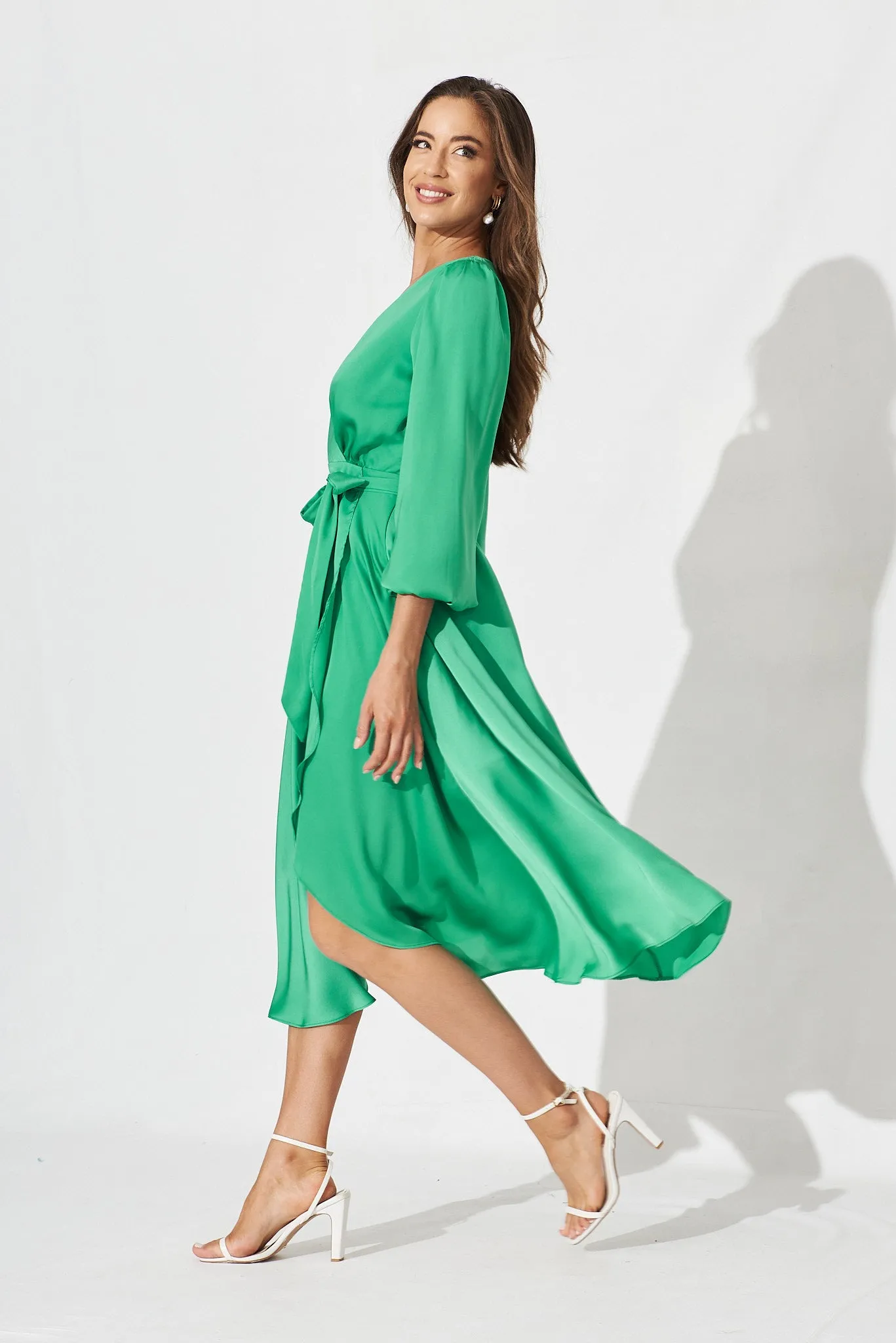 Zegna Midi Dress In Green Satin sold by St Frock product image thumbnail 4