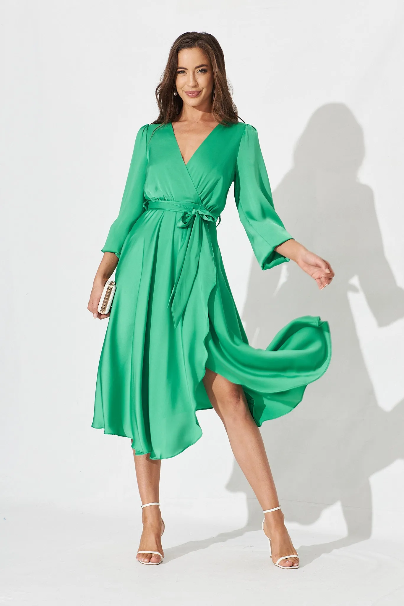 Zegna Midi Dress In Green Satin sold by St Frock