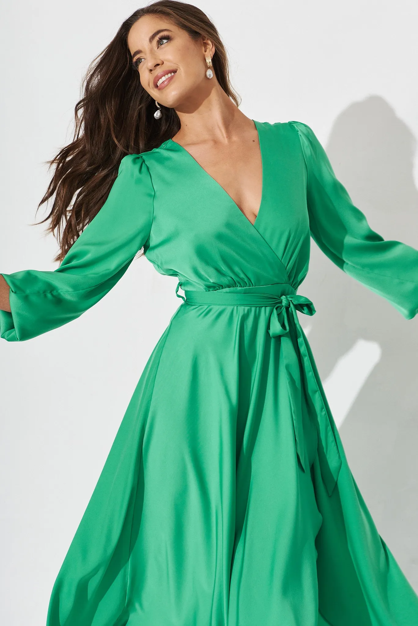 Zegna Midi Dress In Green Satin sold by St Frock product image thumbnail 3