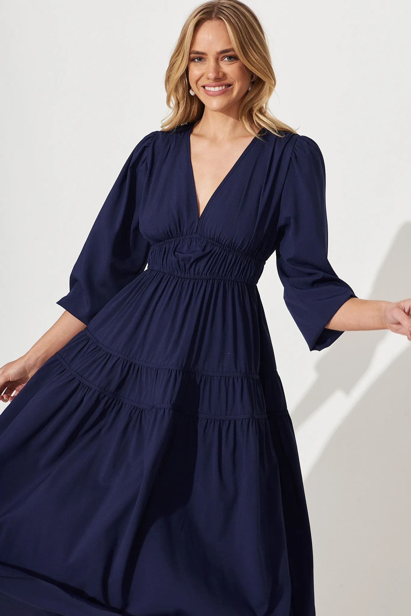 Blossom Midi Dress In Navy sold by St Frock product image thumbnail 3