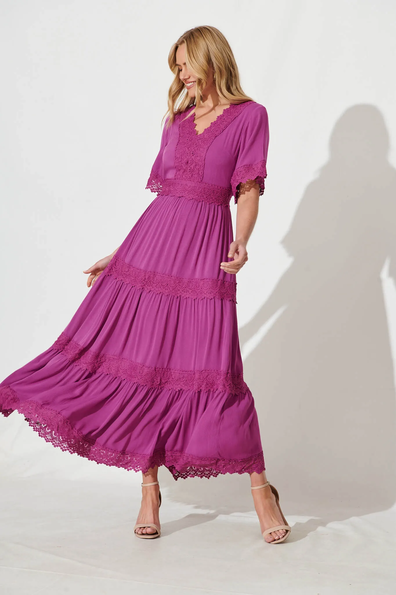 Mona Maxi Dress In Magenta sold by St Frock