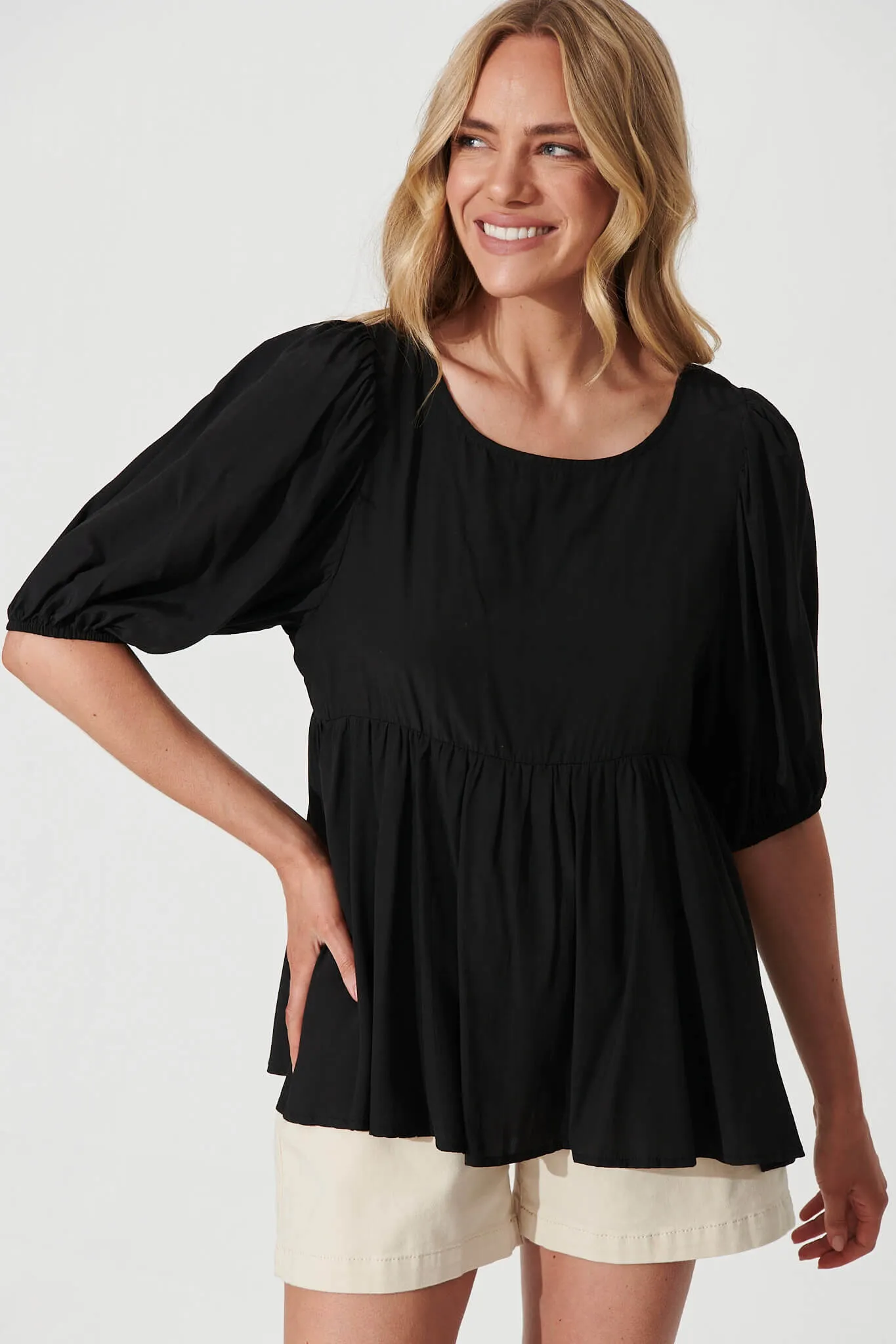 Chesta Top In Black sold by St Frock