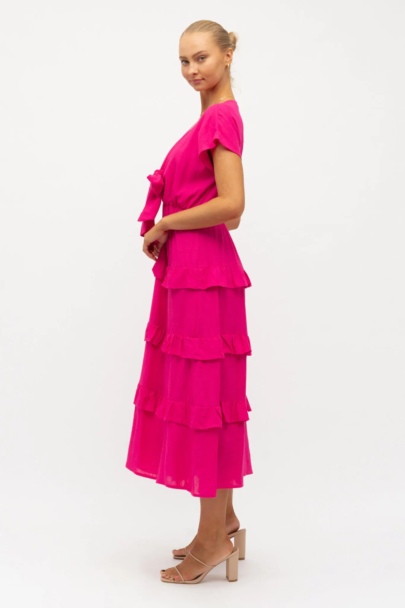 Holmes Midi Dress In Hot Pink sold by St Frock product image thumbnail 2