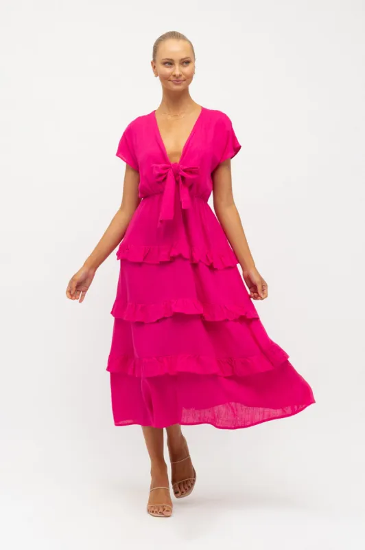 Holmes Midi Dress In Hot Pink sold by St Frock