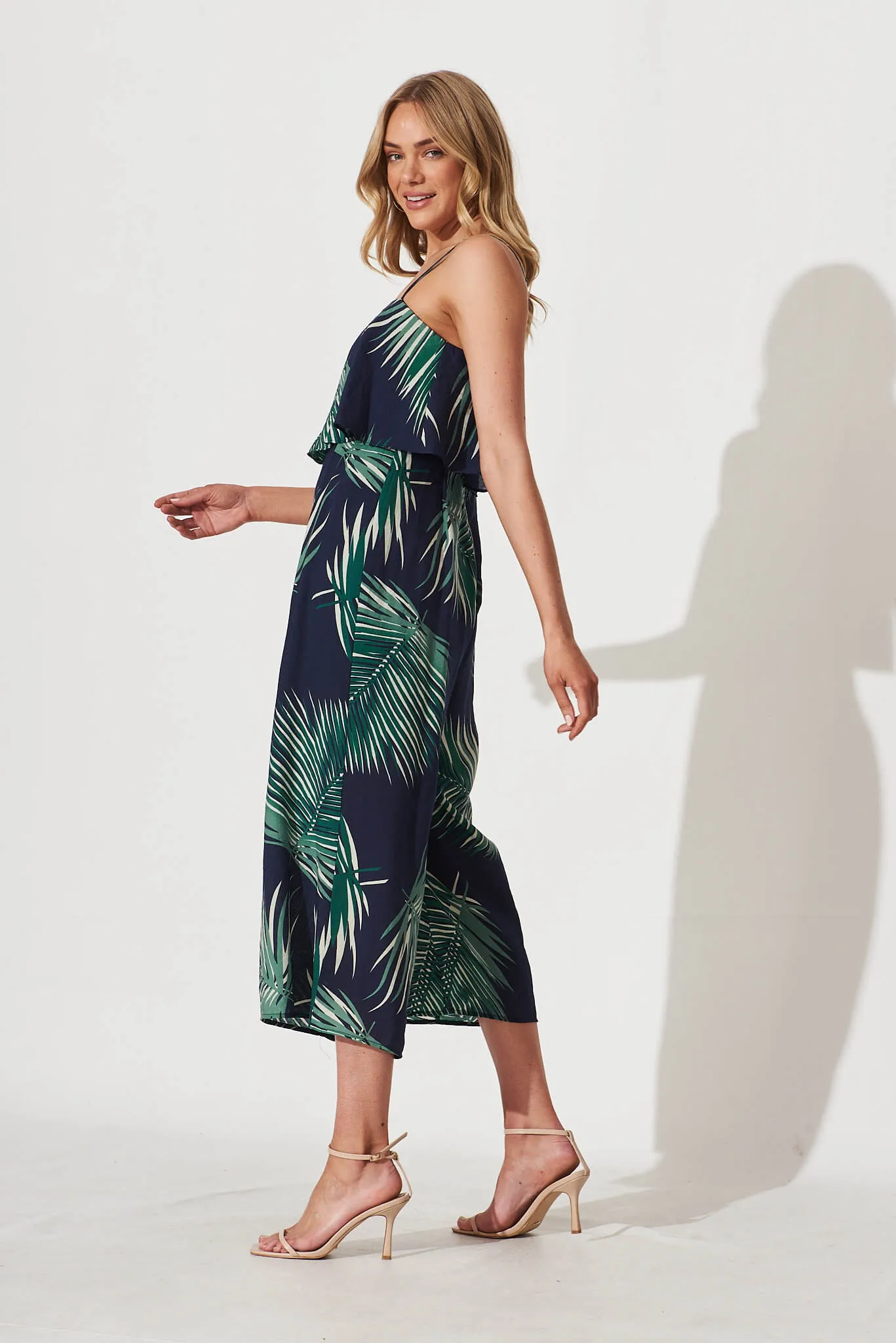 Summertime Jumpsuit In Navy Leaf Print sold by St Frock product image thumbnail 3