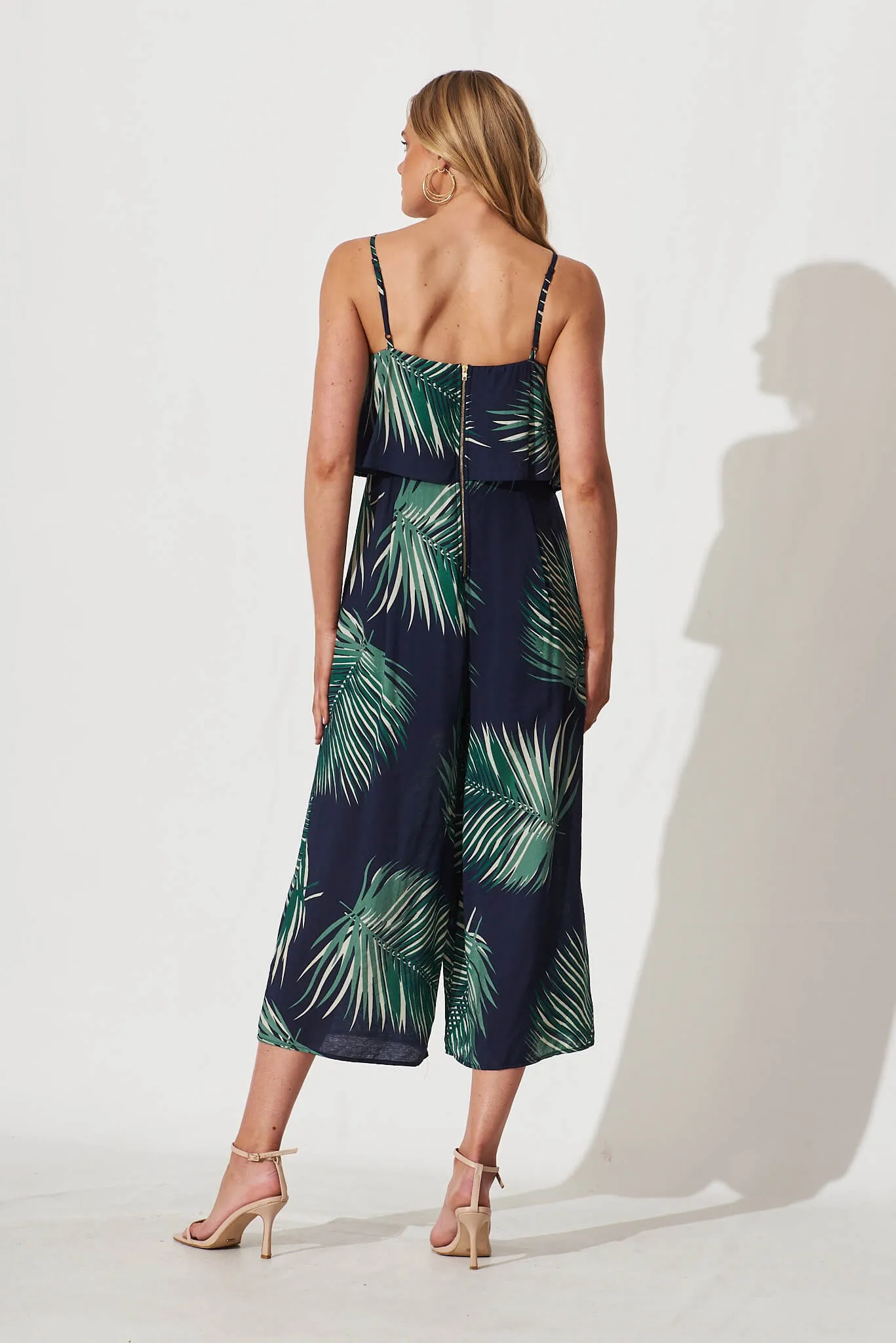Summertime Jumpsuit In Navy Leaf Print sold by St Frock product image thumbnail 4