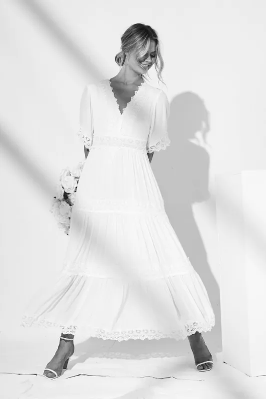 Mona Maxi Dress In White sold by St Frock