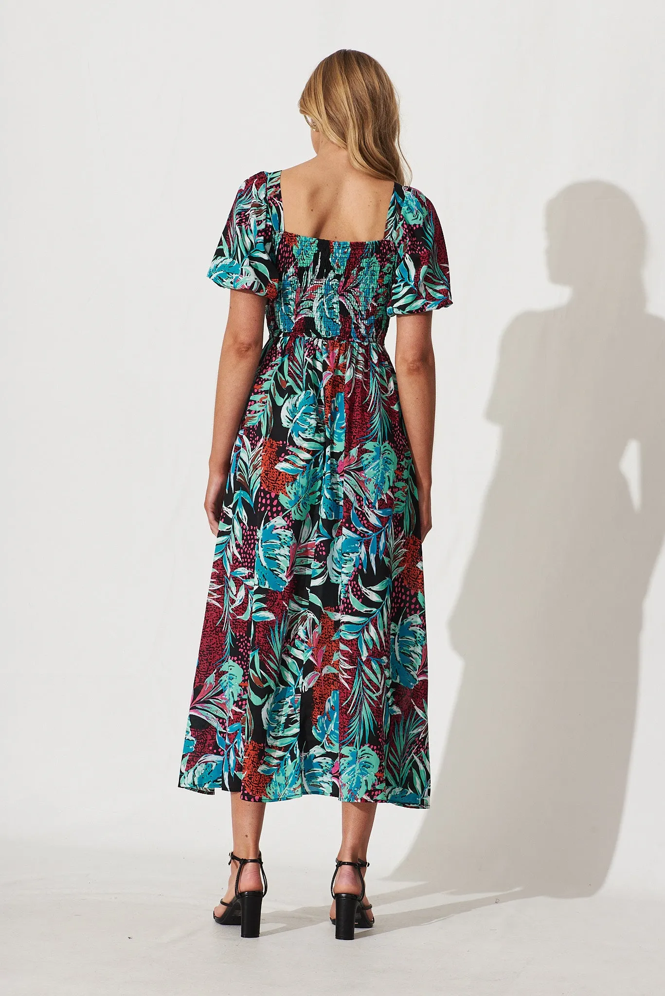 Mel Maxi Dress In Black Multi Tropical Floral Print sold by St Frock product image thumbnail 4