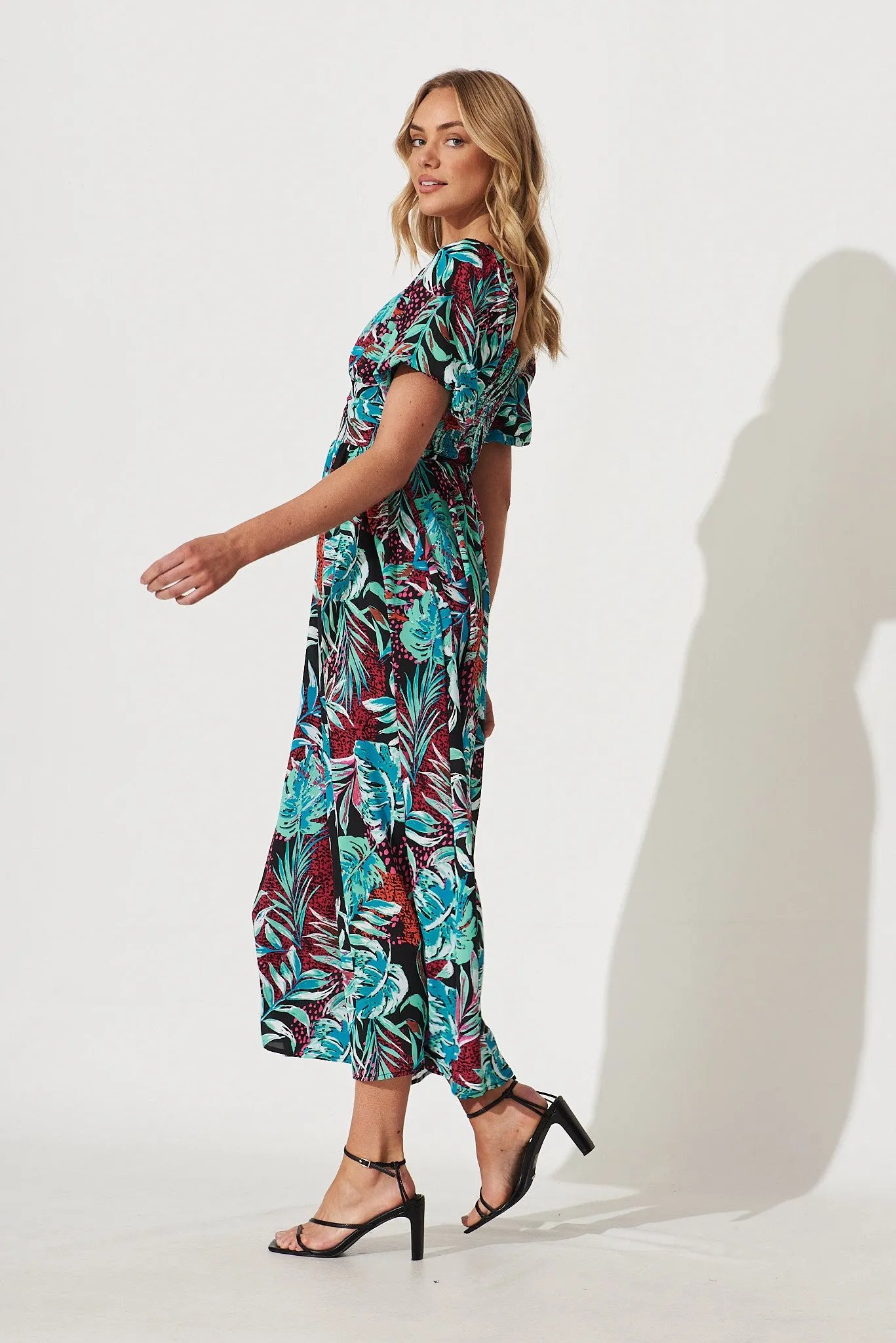 Mel Maxi Dress In Black Multi Tropical Floral Print sold by St Frock product image thumbnail 3