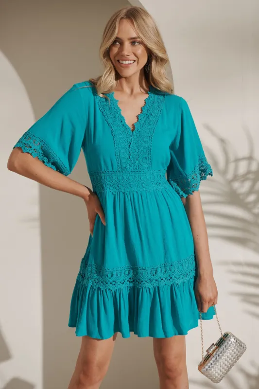 Macca Dress In Turquoise sold by St Frock