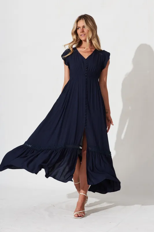 Front Runner Maxi Dress In Navy sold by St Frock