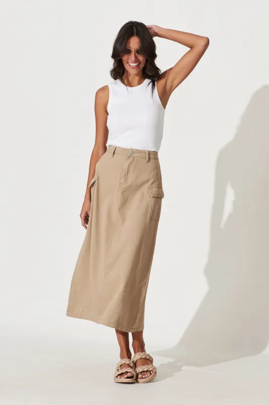 Dynamics Maxi Skirt In Beige Denim sold by St Frock
