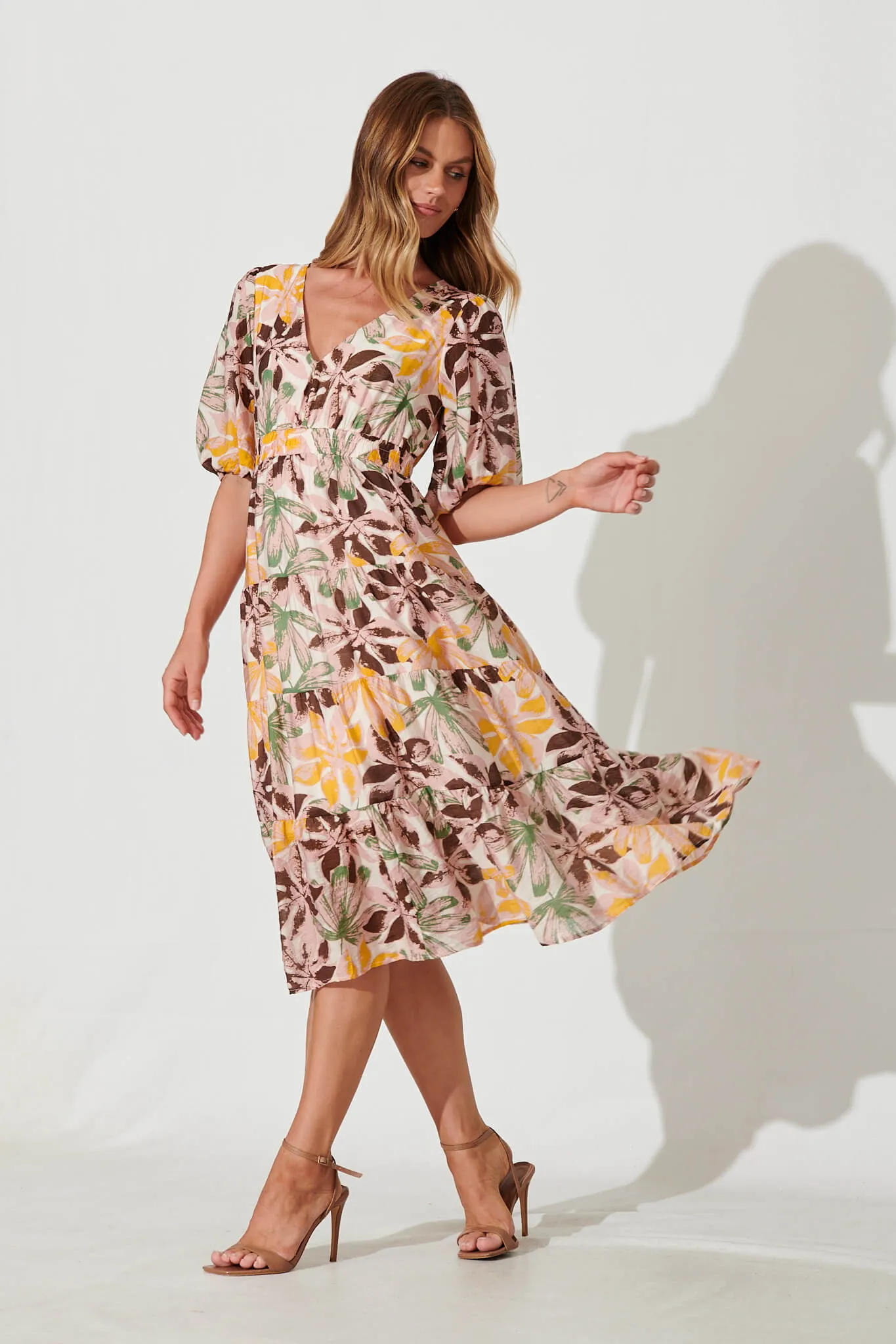 Felice Midi Dress In Multi Floral Cotton Blend sold by St Frock product image thumbnail 3