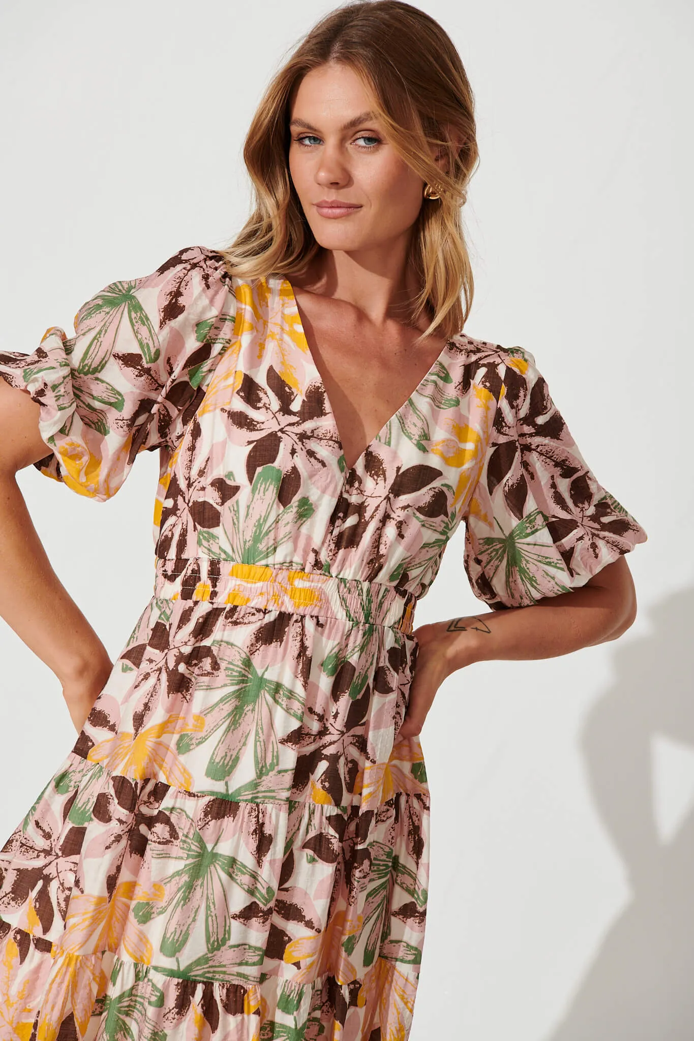 Felice Midi Dress In Multi Floral Cotton Blend sold by St Frock product image thumbnail 5