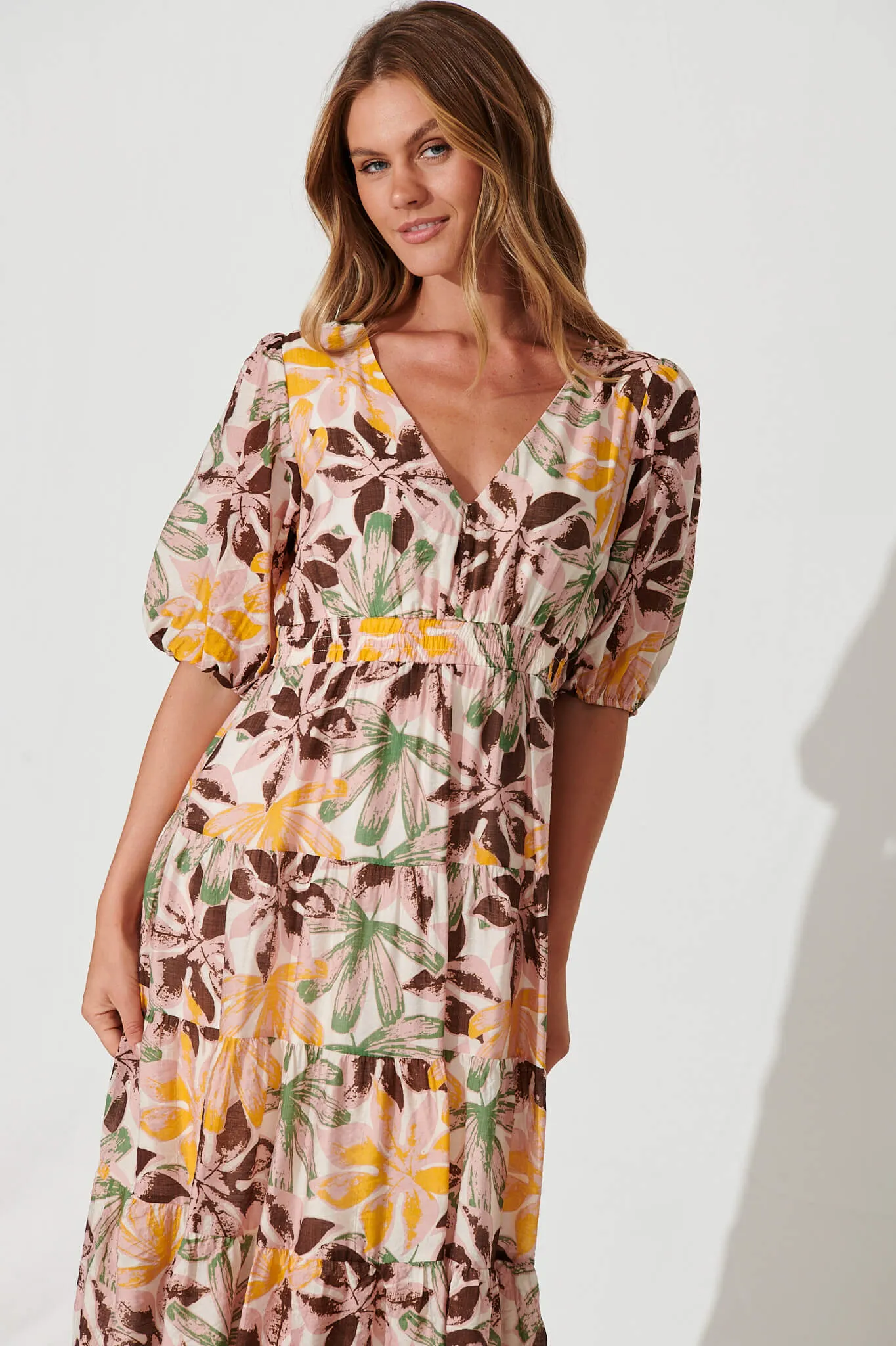 Felice Midi Dress In Multi Floral Cotton Blend sold by St Frock product image thumbnail 2