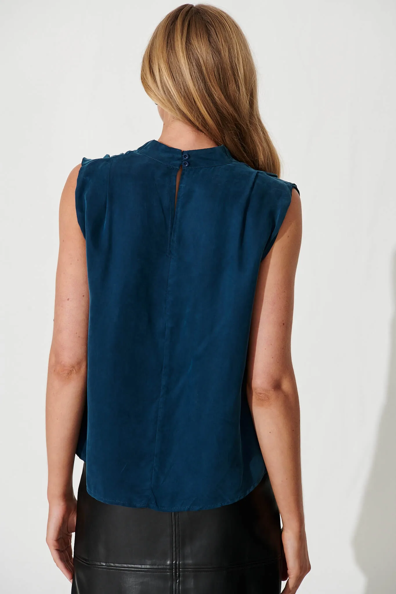 Velvetine Top In Teal Cupro sold by St Frock product image thumbnail 4