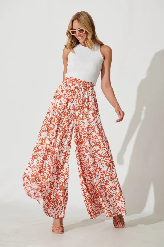 Mariah Pant In Rust With White Floral sold by St Frock