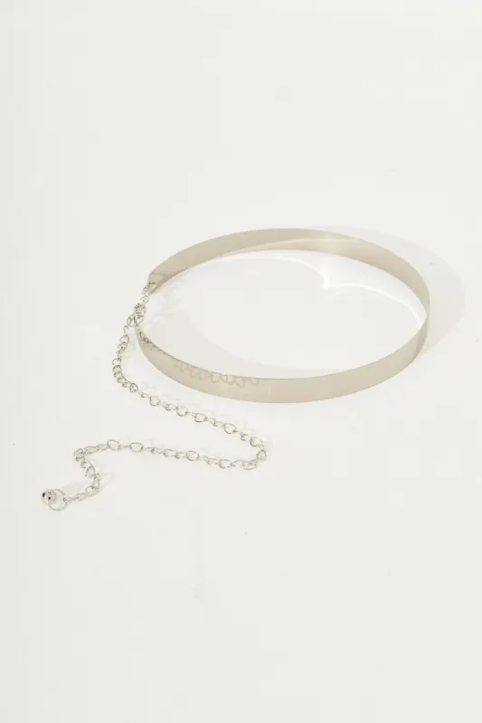 August + Delilah Molten Belt In Silver sold by St Frock