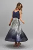 Exquisite Maxi Skirt In Silver With Navy Ombre Sequin sold by St Frock