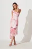 Rosy Midi Dress In Pink Multi Floral Chiffon sold by St Frock