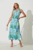 Remember Maxi Shirt Dress In Blue And Green Linen Blend sold by St Frock
