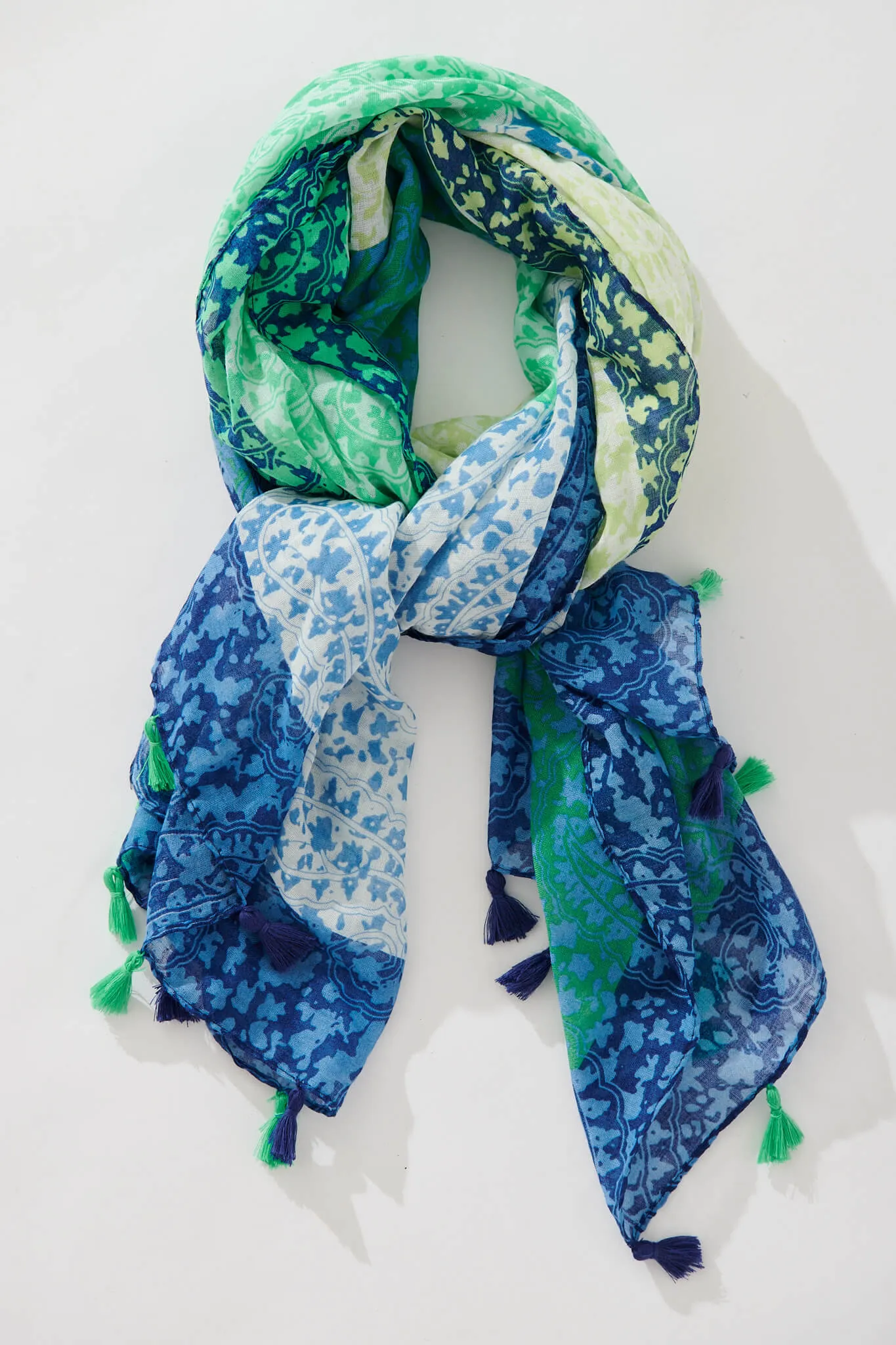 Hepburn Scarf In Multi Green Cotton Blend sold by St Frock product image thumbnail 2