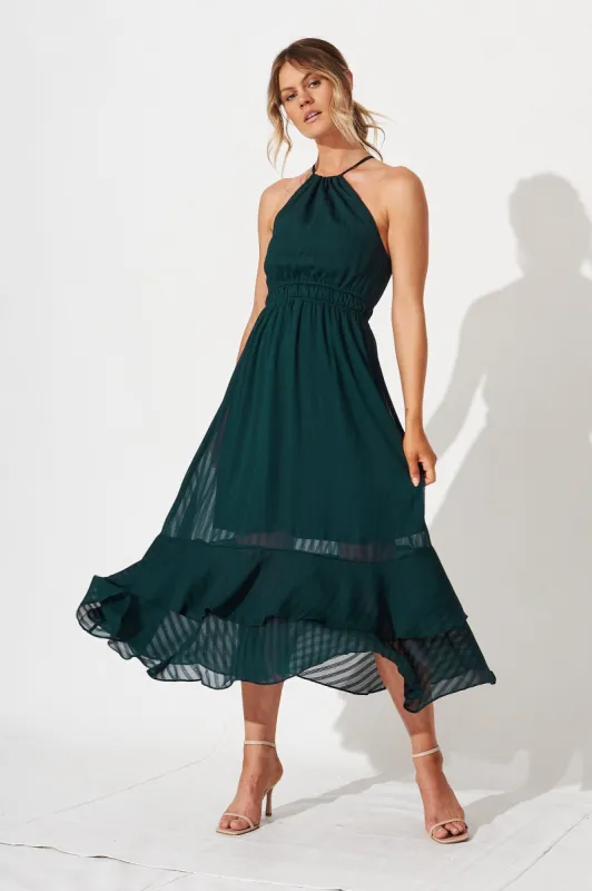 Vanna Maxi Dress In Emerald Green Chiffon sold by St Frock