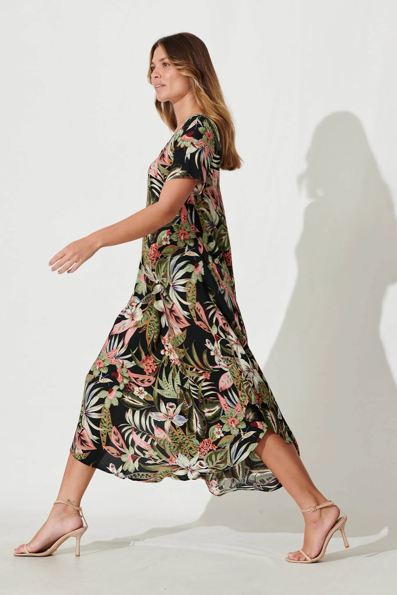 Nerissa Midi Dress In Black With Multi Floral sold by St Frock product image thumbnail 3