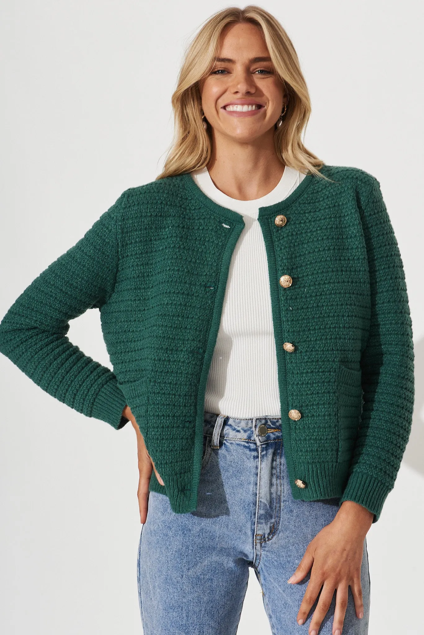 Cartagena Knit Jacket In Green sold by St Frock product image thumbnail 3