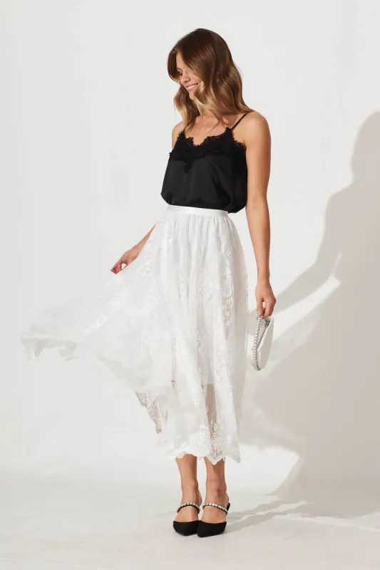 Fairy Tales Midi Skirt In White Lace sold by St Frock