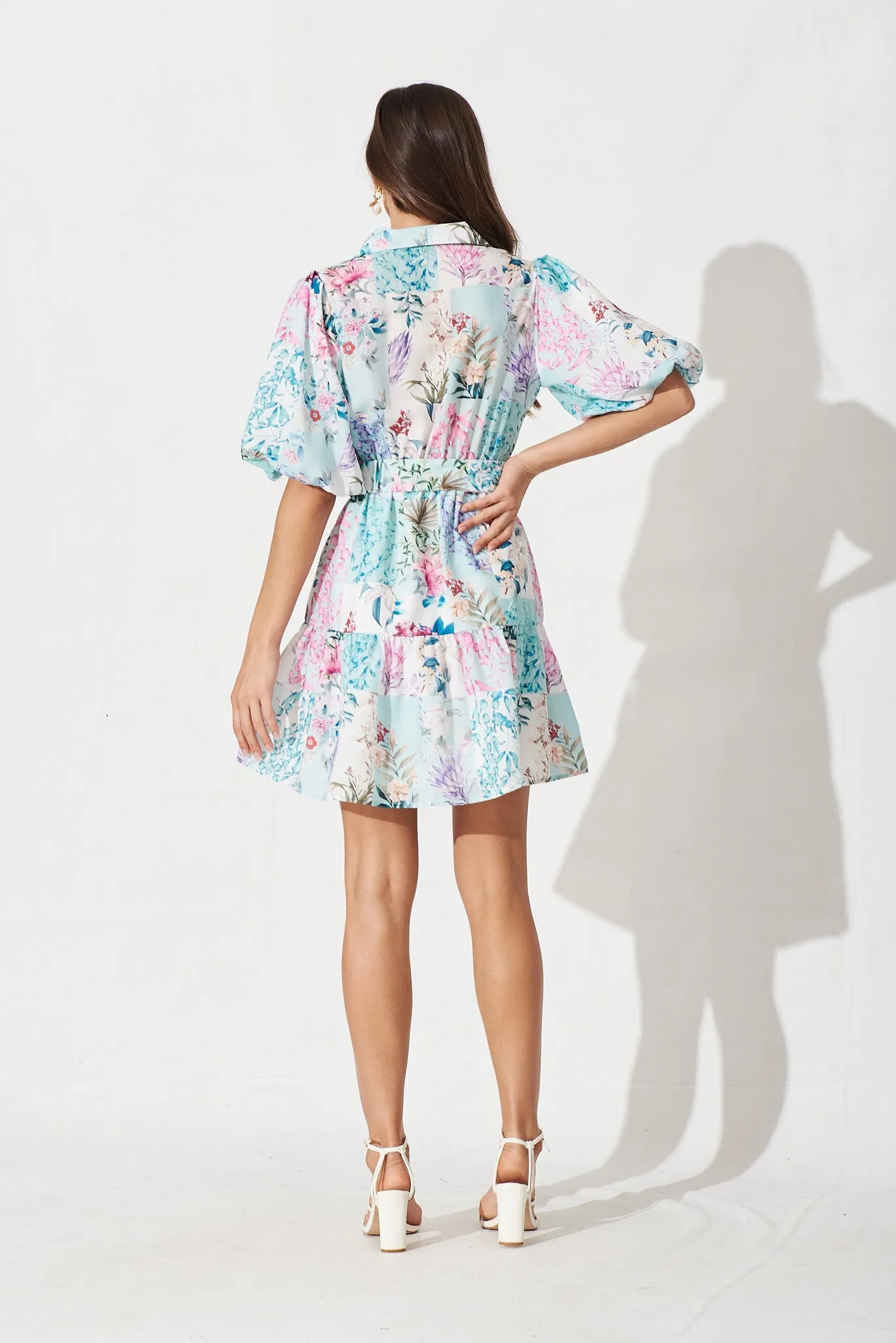Courtney Shirt Dress In Blue Patch Floral sold by St Frock product image thumbnail 4