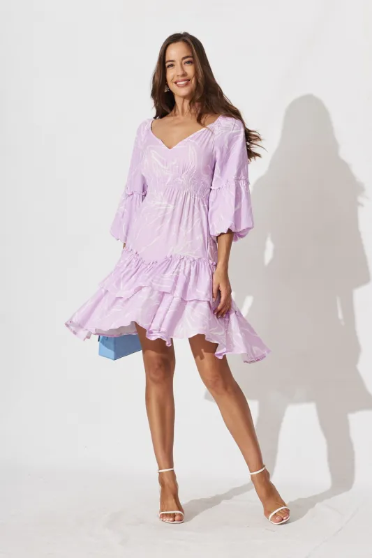 Kailani Dress In Lilac With White Floral sold by St Frock