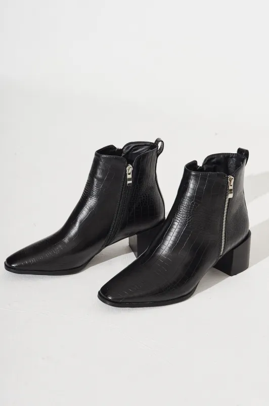 Billini Oliver Ankle Boot In Black Texture sold by St Frock
