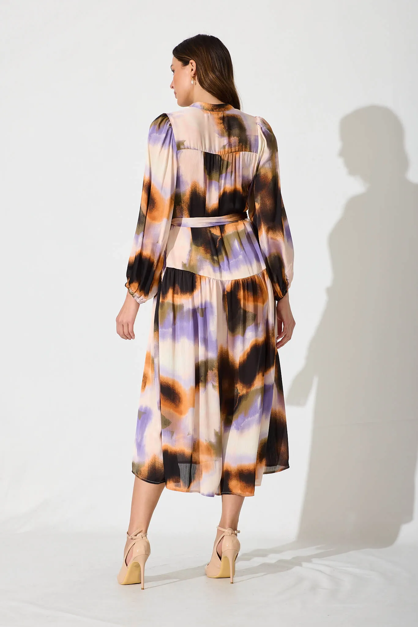 Pippa Maxi Dress In Lilac And Rust Print Chiffon sold by St Frock product image thumbnail 4