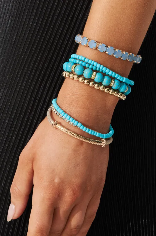 August + Delilah Astelle Multi Stack Bracelet In Turquoise Blue sold by St Frock