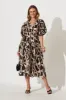Amalie Midi Dress In Black With Beige Swirl Print sold by St Frock