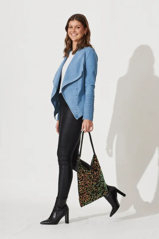 Lyndall Jacket In Blue Denim Cotton Blend sold by St Frock