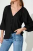 Countdown Top In Black Linen Blend sold by St Frock