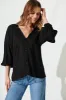 Countdown Top In Black Linen Blend sold by St Frock
