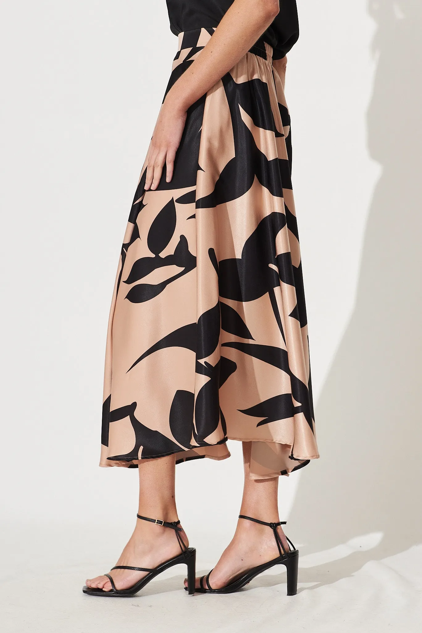 San Jose Midi Skirt In Brown With Black Print sold by St Frock product image thumbnail 4