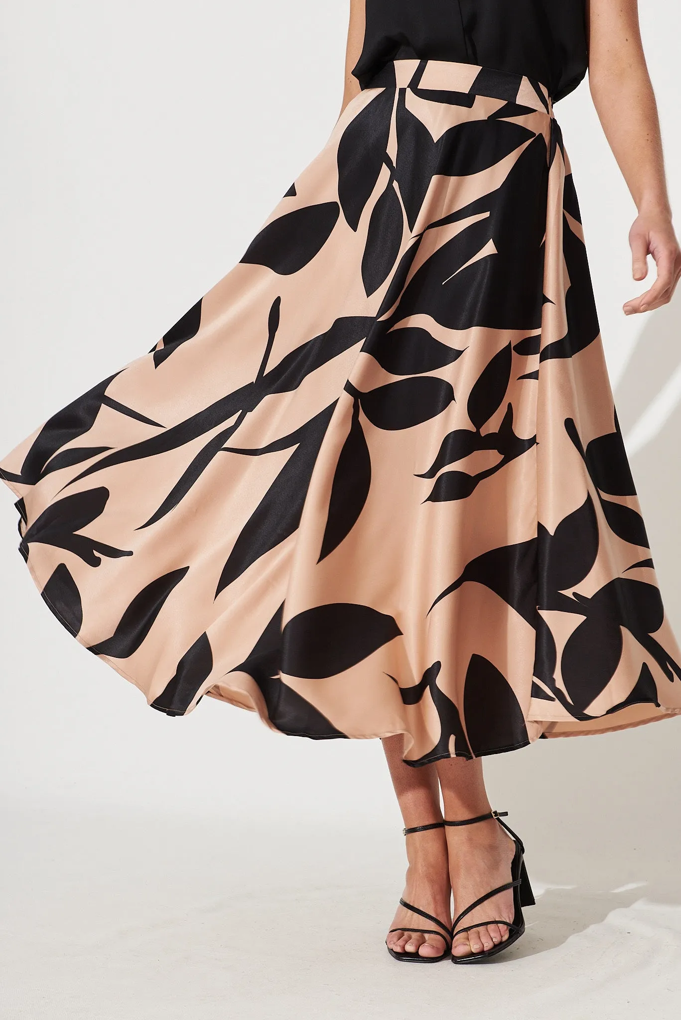 San Jose Midi Skirt In Brown With Black Print sold by St Frock product image thumbnail 3