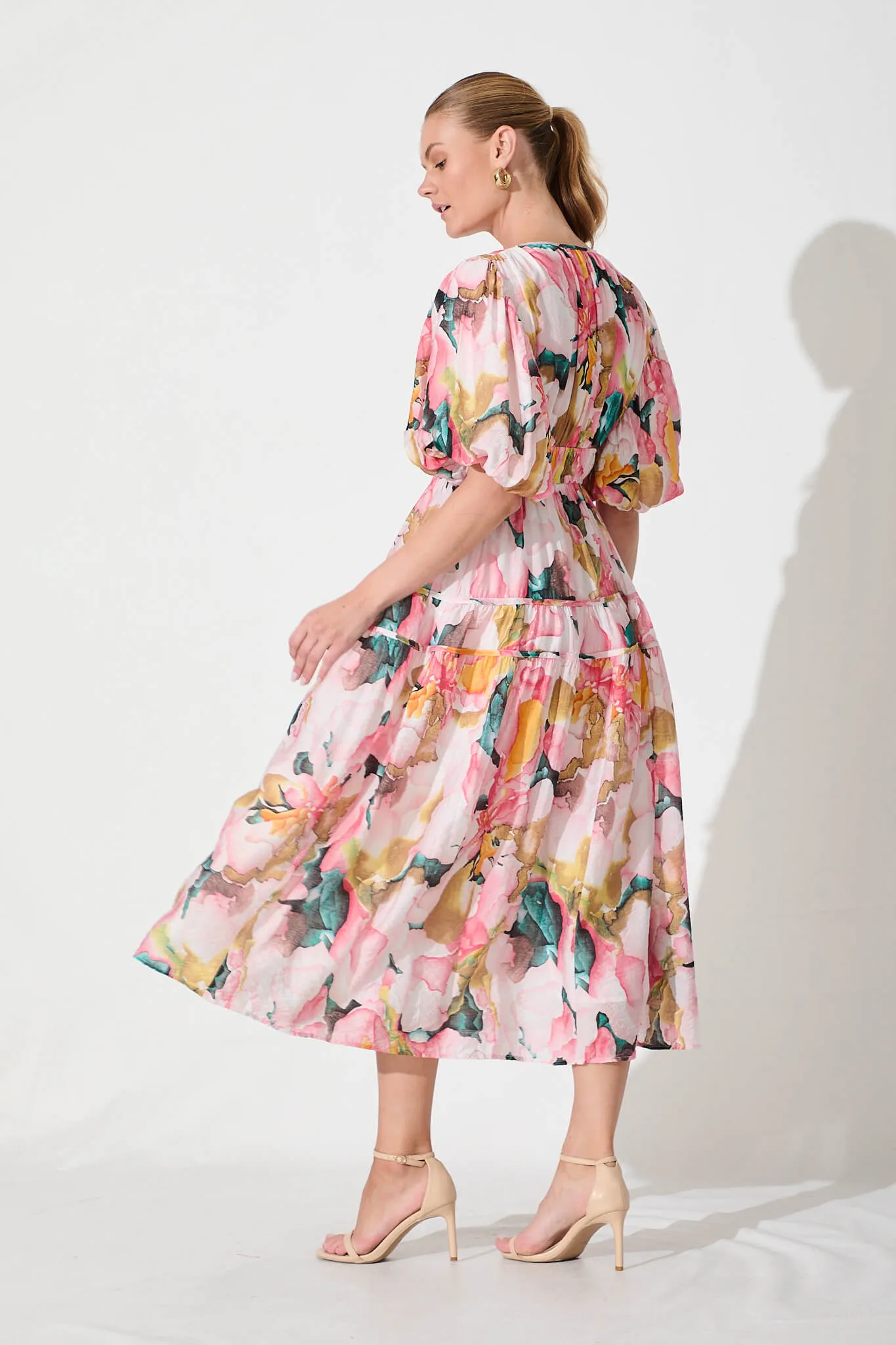 Amalie Midi Dress In Pink And Multi Floral sold by St Frock product image thumbnail 4