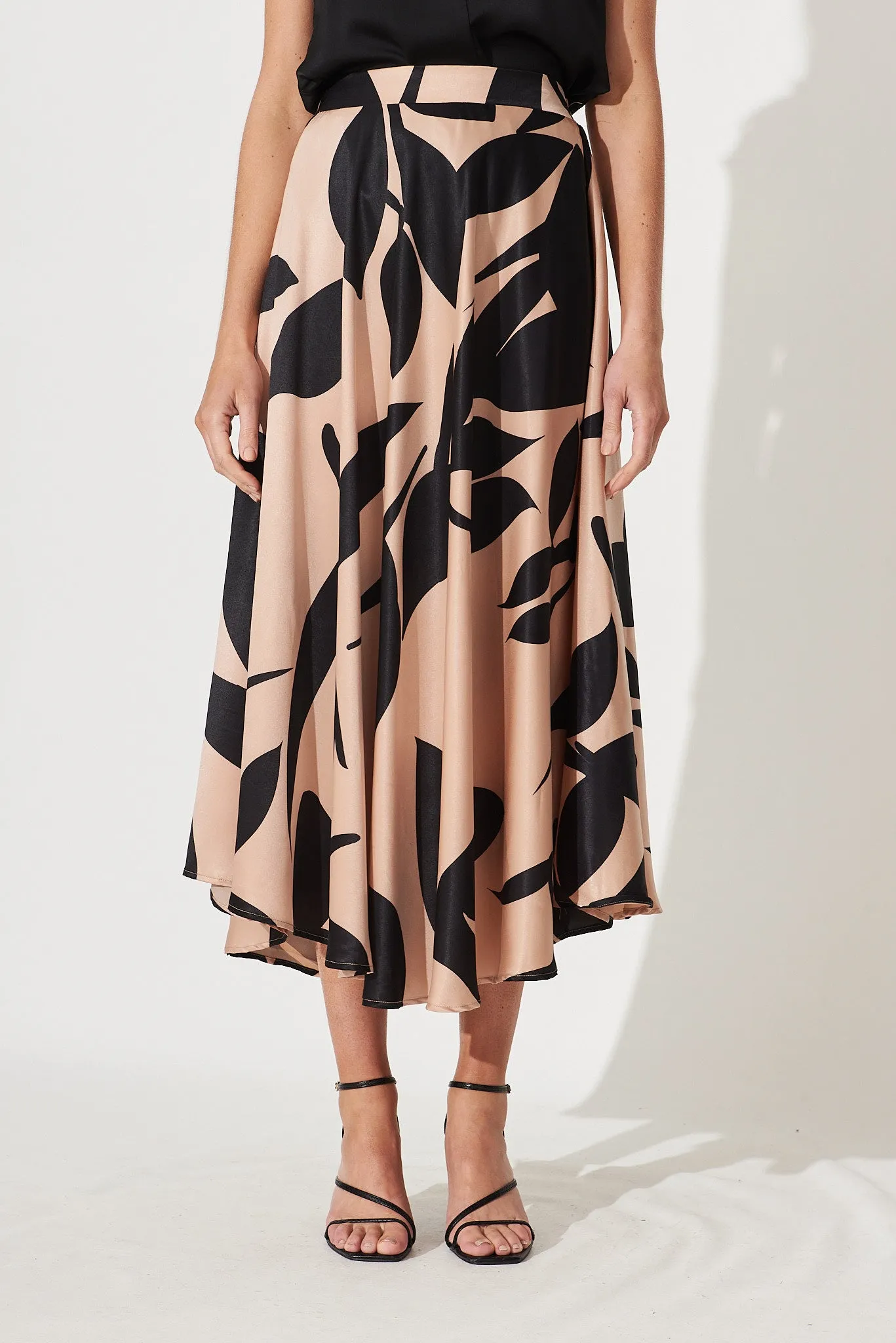 San Jose Midi Skirt In Brown With Black Print sold by St Frock product image thumbnail 2